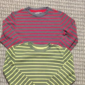 Old Navy Striped Kids Long Sleeve Shirts - Gray/Red and Green/Yellow